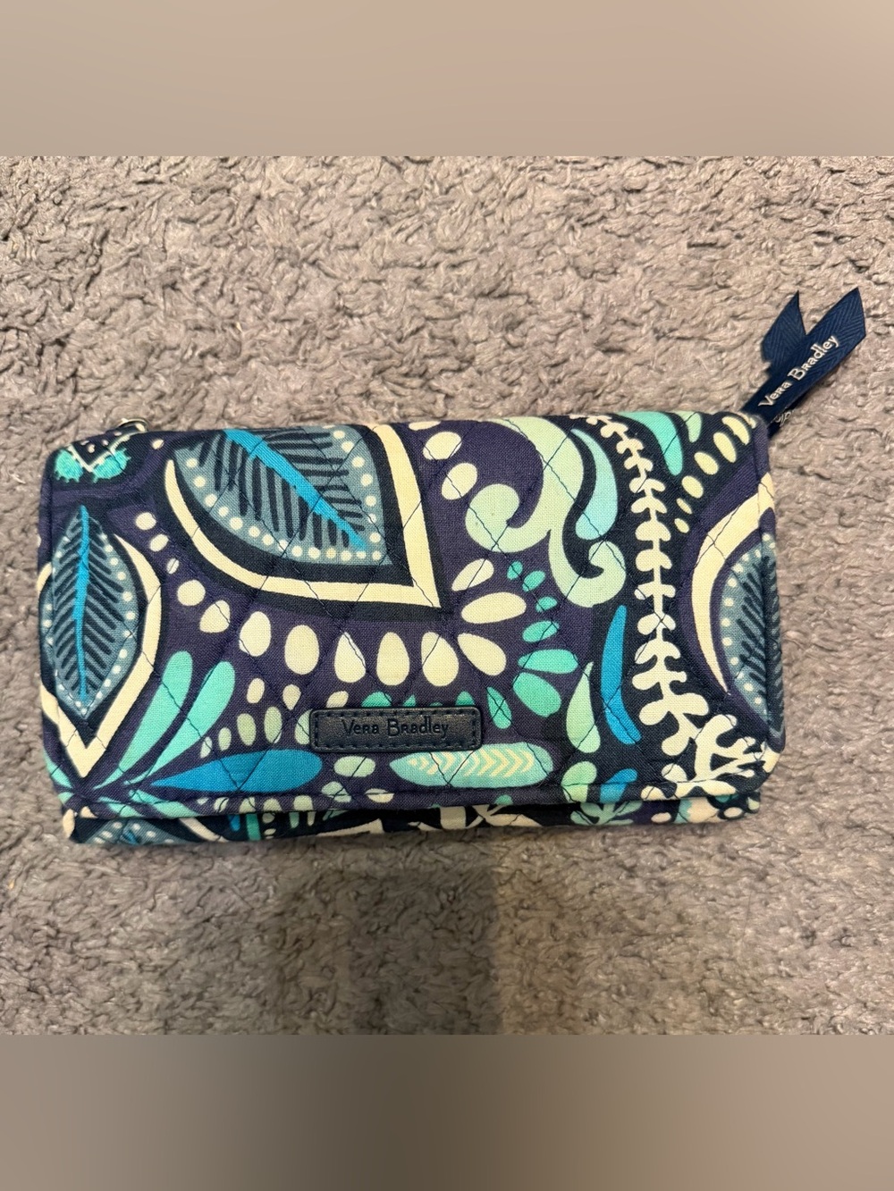 Vera Bradley Quilted Clutch Wallet in Navy, Teal & Mint